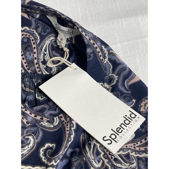 Splendid Alessandra Button Down Paisley Silk Shirt Sz M New - Picture 9 of 9